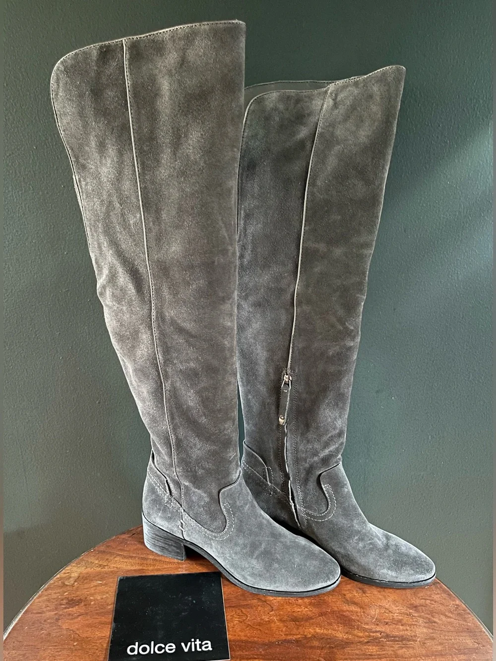 Dolce Vita Charcoal Suede Over-The-Knee Boots